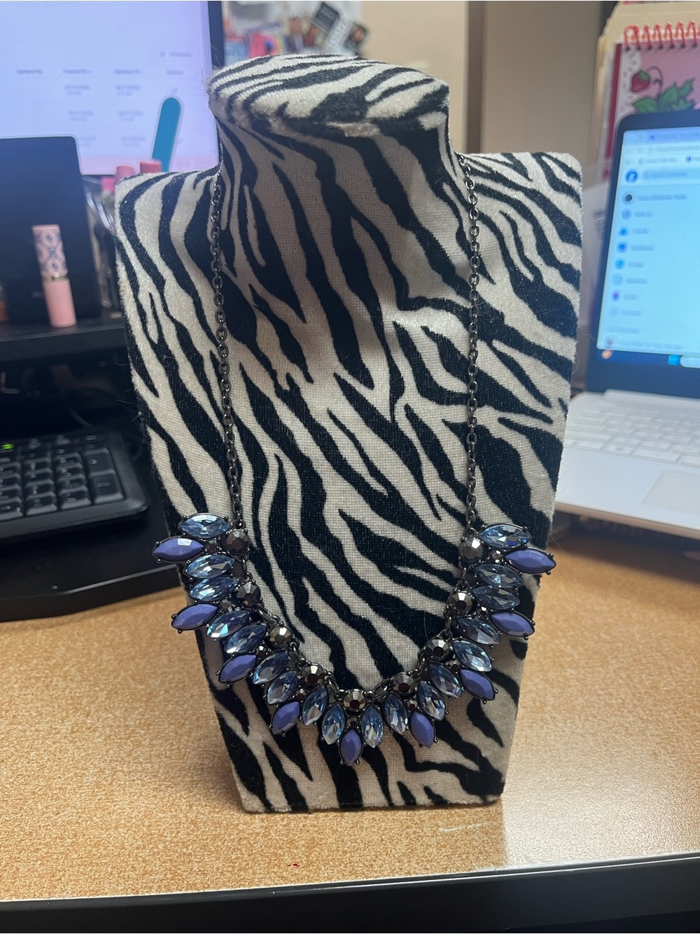 Park Lane Statement Purple Crystal Bib Necklace - Women Jewelry